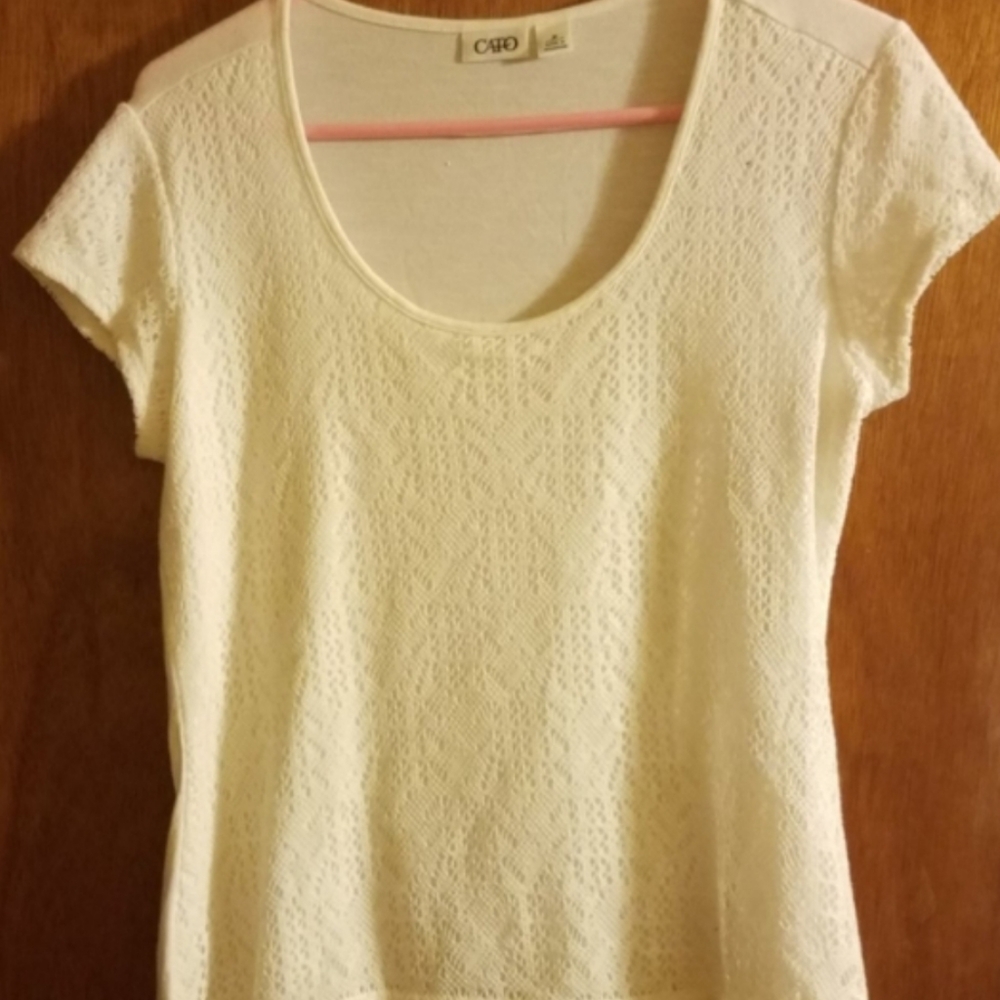 Cato White Crochet front T-shirt